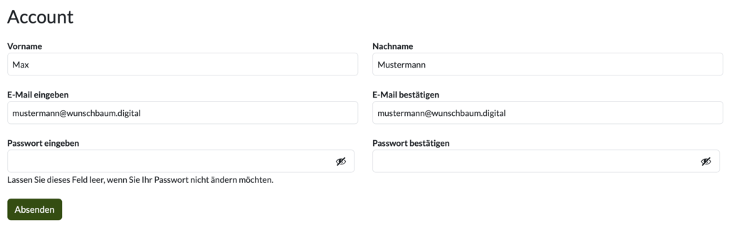Verwaltung Wunschbaum-Account